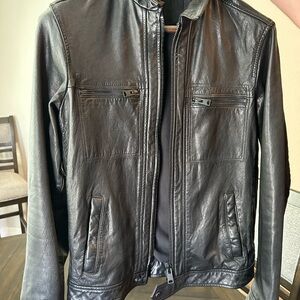 All Saint Men's Black Leather Jacket